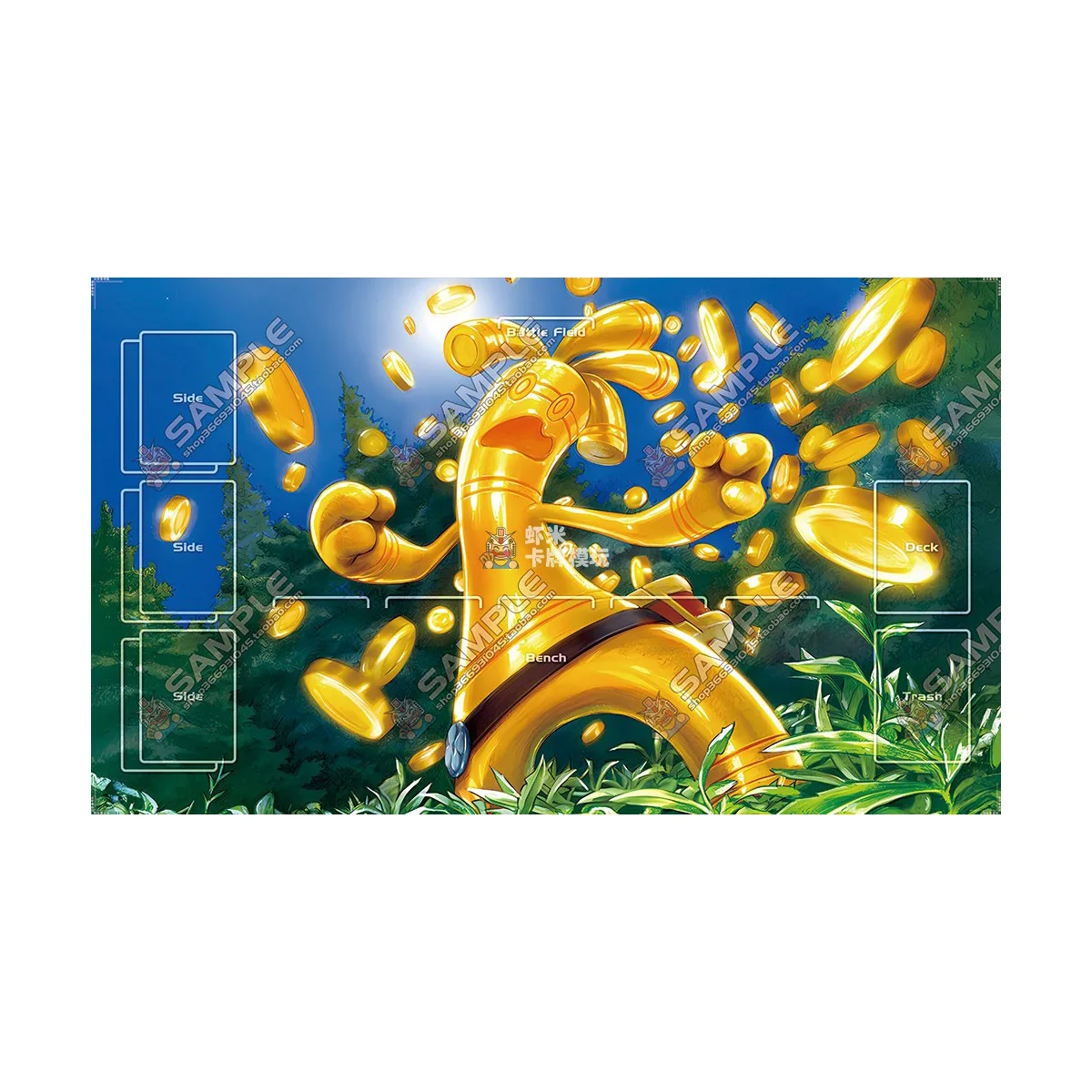 600X350X2mm DIY PTCG 골덴고 카드 배틀 매트 PTCG 골덴고 싱글 플레이어 보드 게임 카드 듀얼 플레이트 배틀 매트 선물 장난감