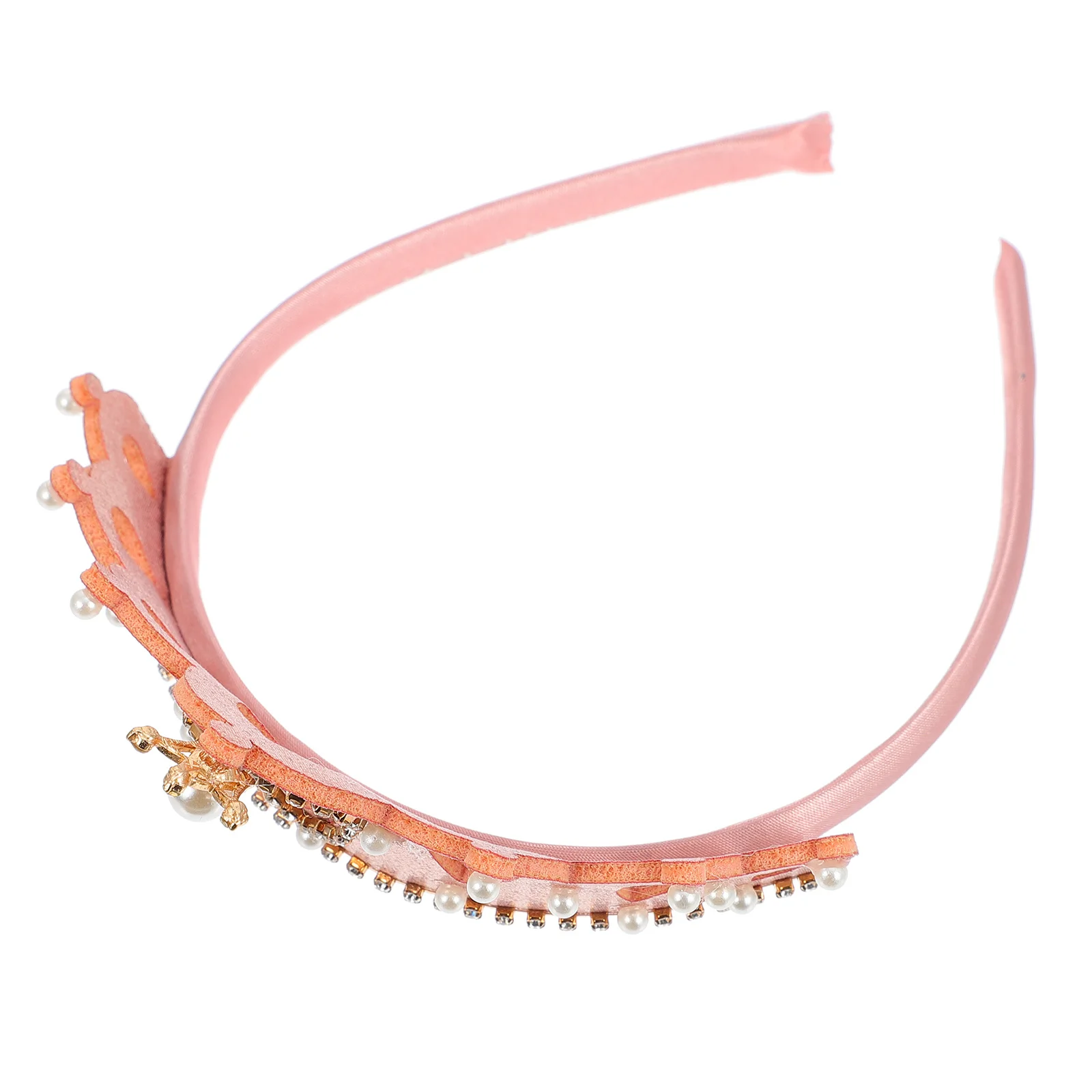 

Princess Crown Headband Elegant Rhinestone Pearl Birthday Party Hair Accessory Photo Props Tiara Princess's Crown Headband