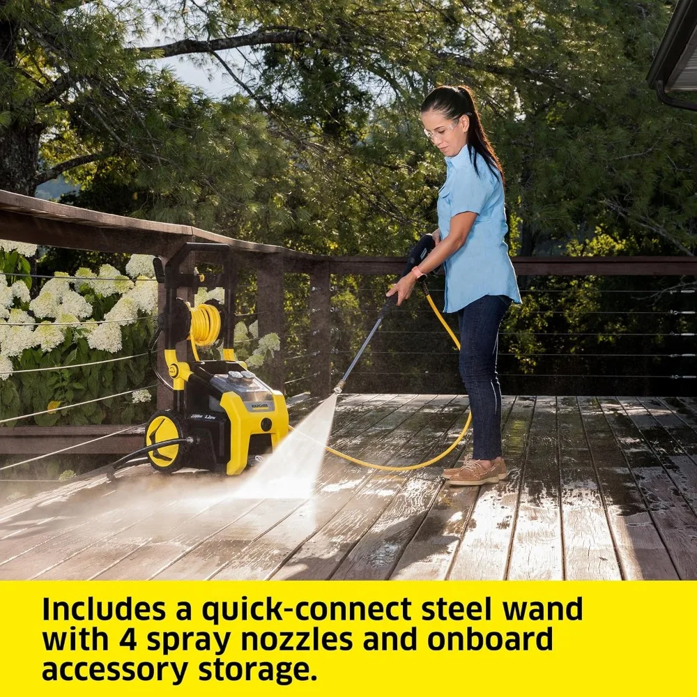 Pressure Washer K2300PS, 4 Spray Nozzles, Detergent Tank, Hose Reel, For Cars, Driveways, Siding