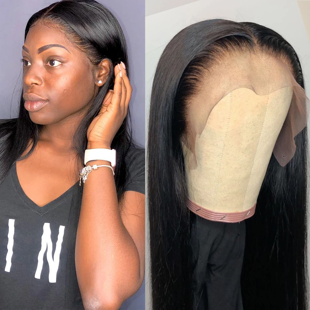 Bone Straight Human Hair Wig 13x6 HD Lace Front Wig Natural Color 200 Density Straight Lace Wig Brazilian Hair Pre Plucked