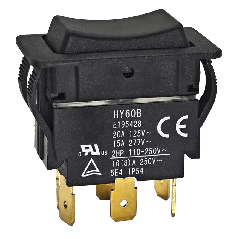 

HYHY60B 6-контактный кулисный переключатель (ON)-Off-(ON) Замена 20A/125V 15A/277V для двигателей для инструментов для промышленного оборудования для морских пехотинцев