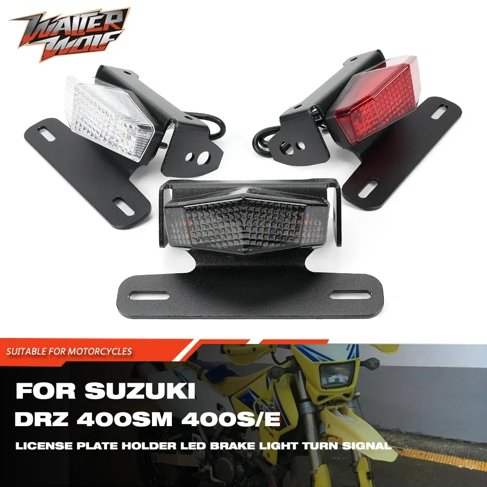 License Plate Holder For SUZUKI DRZ 400S 400E DRZ400SM Motorcycle Fender Eliminator LED Brake Tail Light Integrated Turn Signals