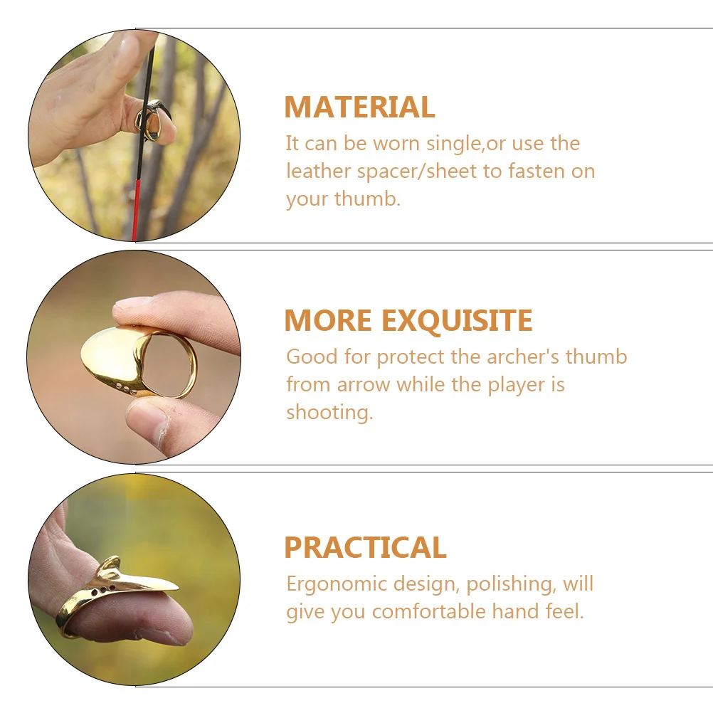 

1Set Wear-Resistant Brass Archery Thumb Ring Professional Finger Guard Traditional Archery Accessory Durable Hunting Supply