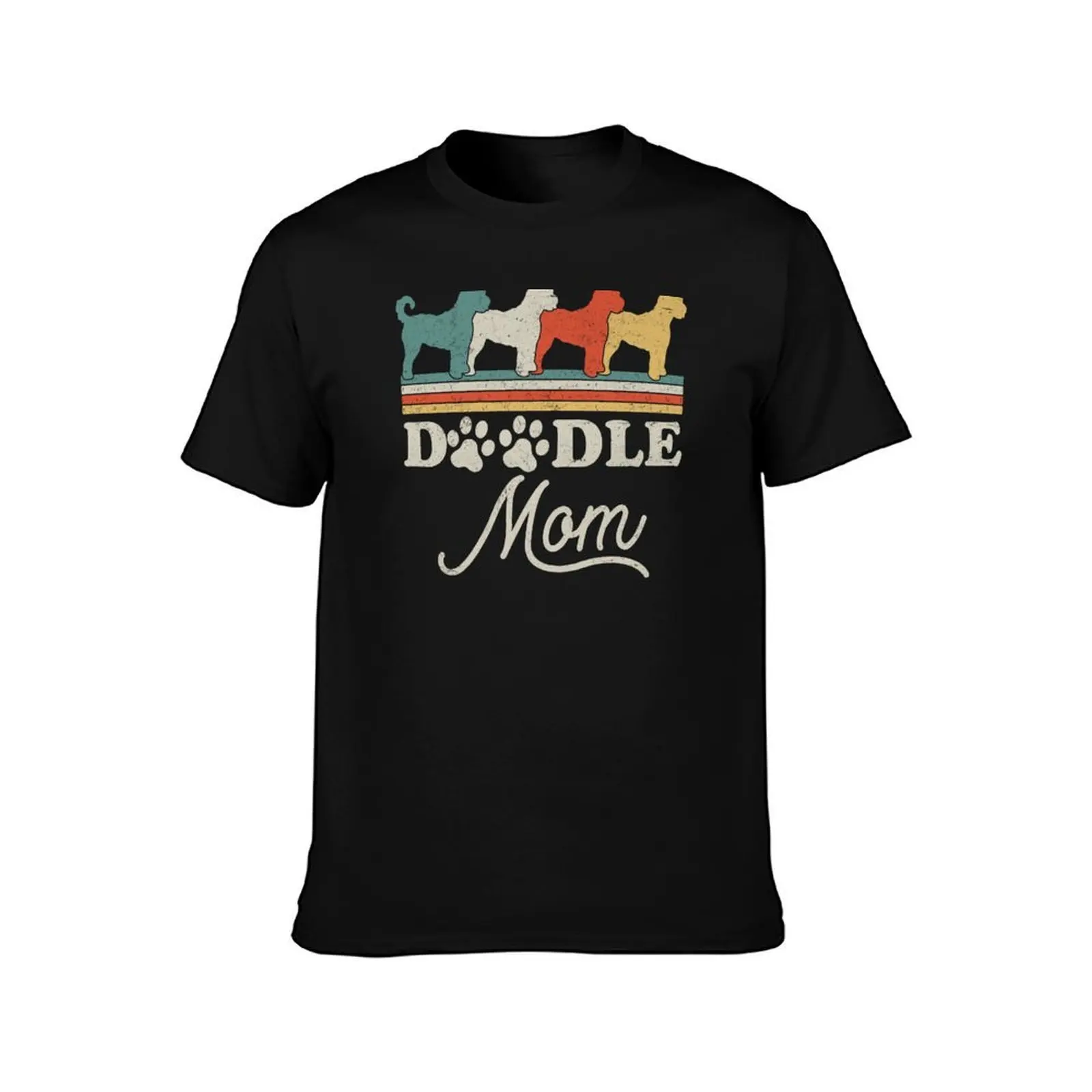 Doodle Mom- Retro Doodle Mama - Goldendoodle Owner تي شيرت رجالي تي شيرت قطن ثقيل تي شيرت للرجال تي شيرت ناعم من القطن