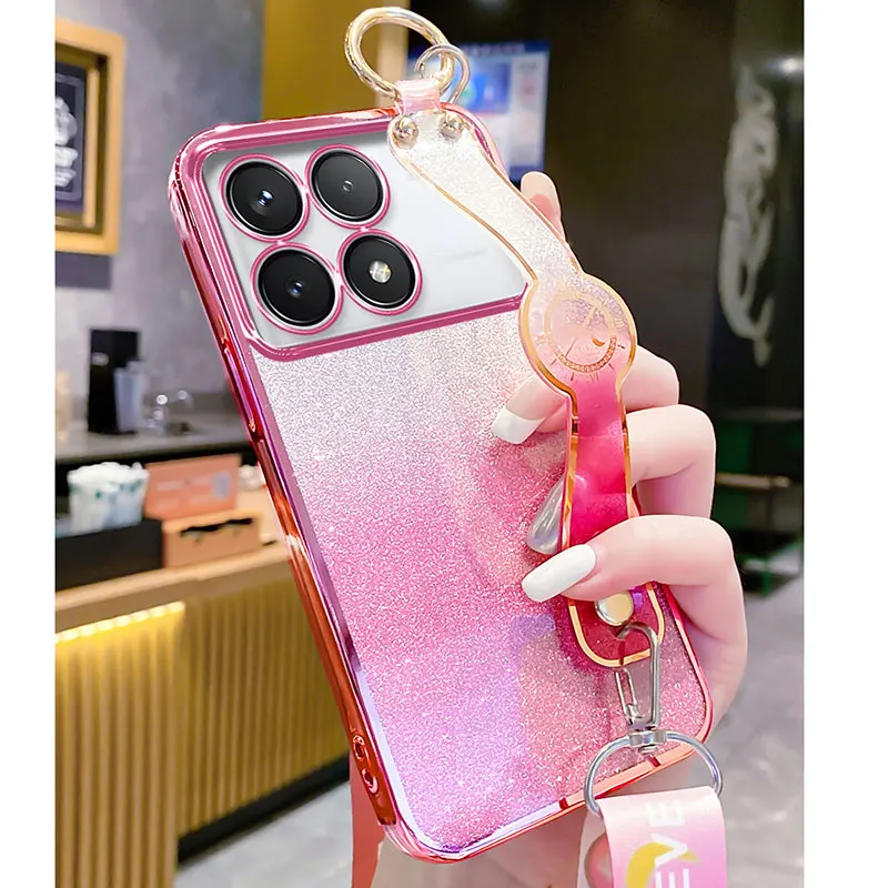 Роскошный блестящий чехол-держатель POCO F6 pro для Xiaomi poco F6 M6 M5S X5 F5 X3 M4 X6 pro C65 C55 14 Ультратонкий чехол с ремешком