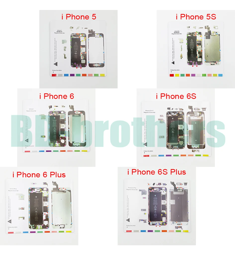 Good Quality Magnetic Screws Pad Screwdriver Memory Mat for iPhone 5/6/7 Mobile Phone Maintain Repair 80pcs/lot