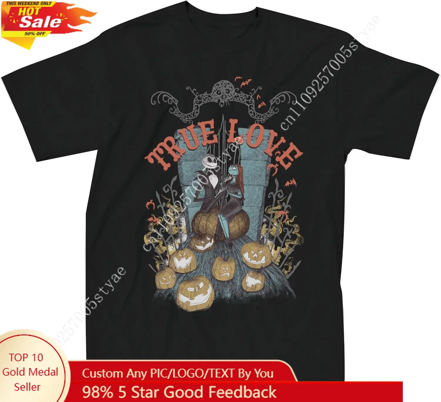 

The Nightmare Before Christmas Jack Sally True Love Yard T-Shirt