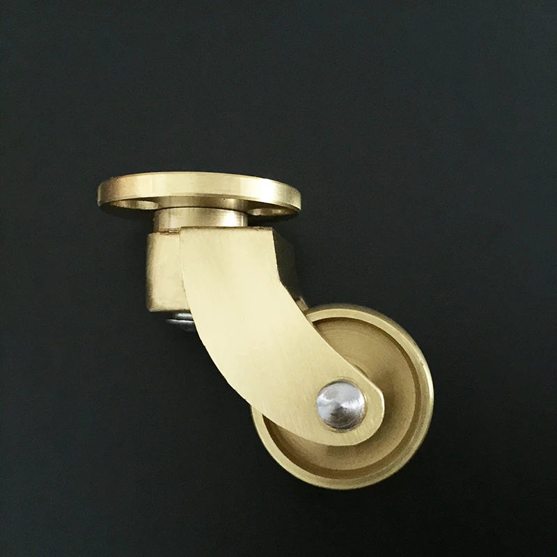 4PCS 1'' Solid Brass/Brass+Rubber Casters Trunk Box Trolley Cabinet Tea Table Furniture Castors 360° Swivel Wheels Load 150KG