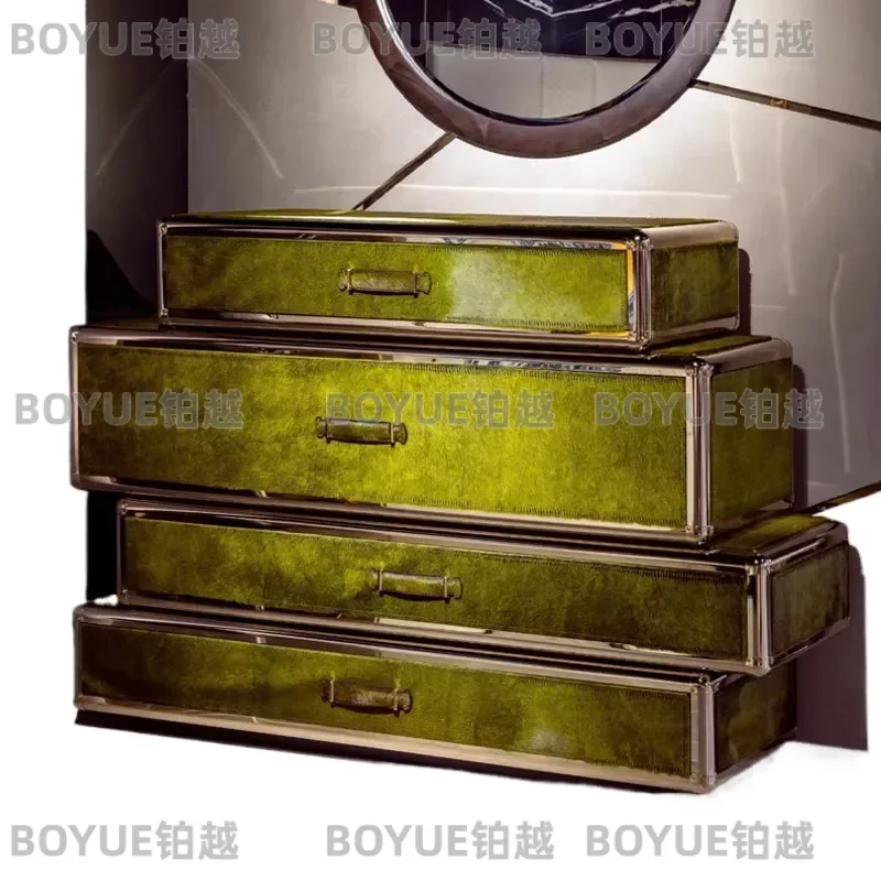 Luxury Leather Horsehair Shoe Cabinet Creative Entryway Storage High End Villa Living Room Art Console Organizer Modern Home