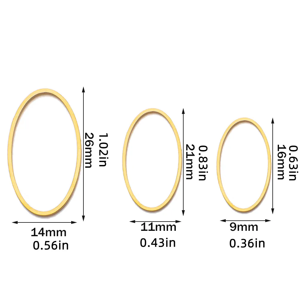 10 sztuk ze stali nierdzewnej nie blakną owalne wisiorki wisiorki złącza pusta ramka Bezel DIY naszyjniki kolczyki akcesoria do wyrobu biżuterii — zdjęcie 7