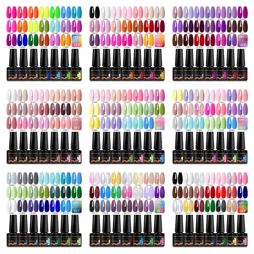 Juego de esmalte de uñas en Gel de 20 piezas, sin HEMA, para todas las estaciones, Kit de barniz para remojar de larga duración para manicura DIY, diseño de Gel UV/LED