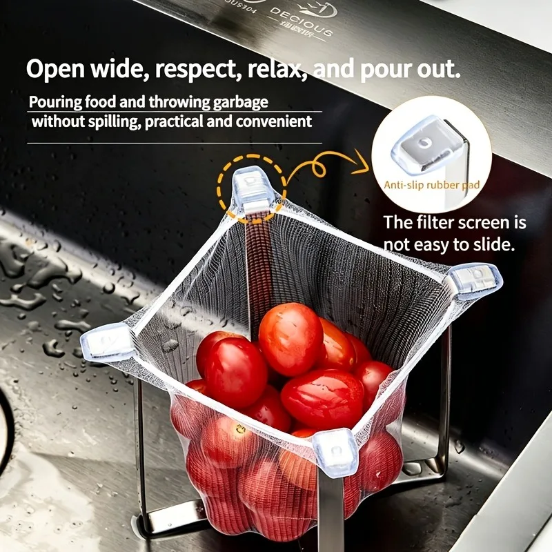 Folding Stainless Steel Trash Can Holder Floor Standing Trash Rack Storage Organizer, Space Saving Countertop Storage Shelf view 5