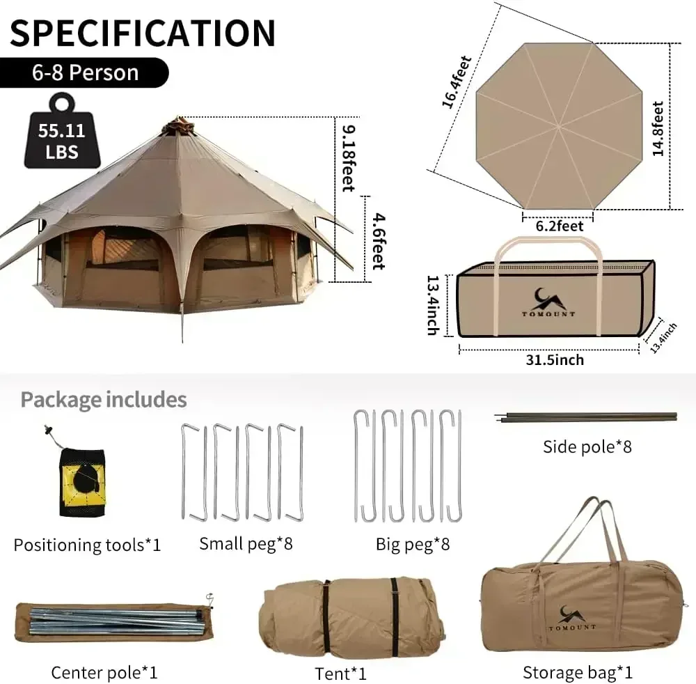 

Mountainhiker Travel Family Tent Customer Outdoor New Camping Camping House-shaped Waterproof Sunscreen Yurt Round Cotton Circus