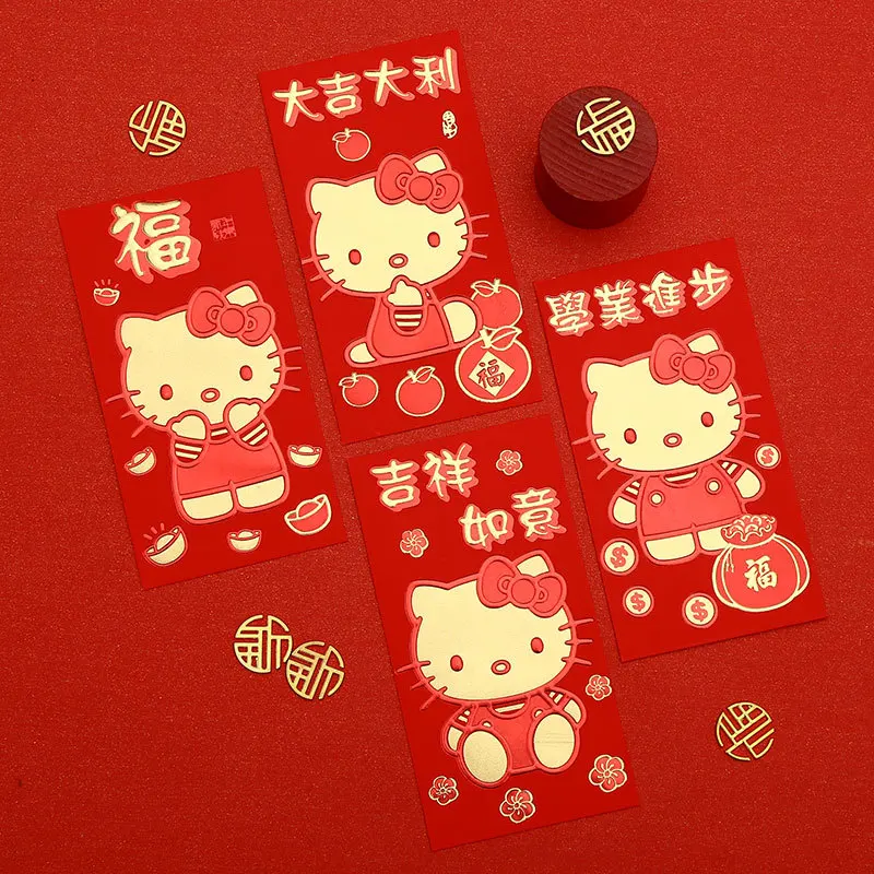 New Spring Festival Hello Kittys New Year Big Red Packet Lishi Seal Three-dimensional Cute Cartoon Return Gift Red Packet Bag