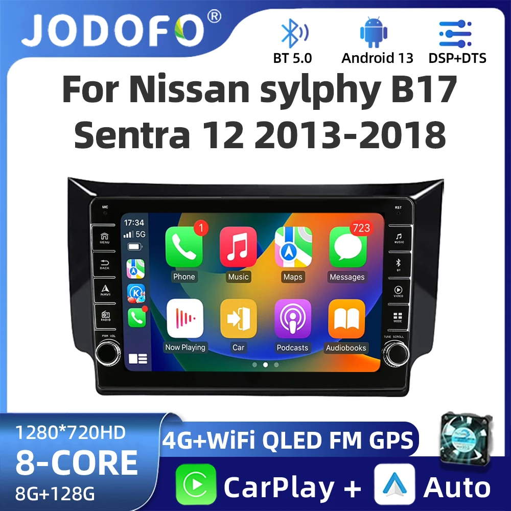 

Автомобильный радиоприемник 2 Din Android, мультимедийный видеоплеер для Nissan Sylphy B17 Sentra 12 2013-2018, Wi-Fi Carplay, GPS-навигация, авторадио