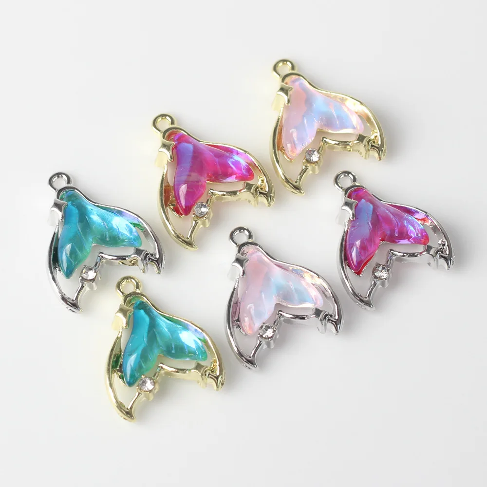 10Pcs Fashion Blue Whale Fish Tail Shape Pendant For DIY Bracelet Necklaces Jewelry Earring Making Accessories Handmade Craft