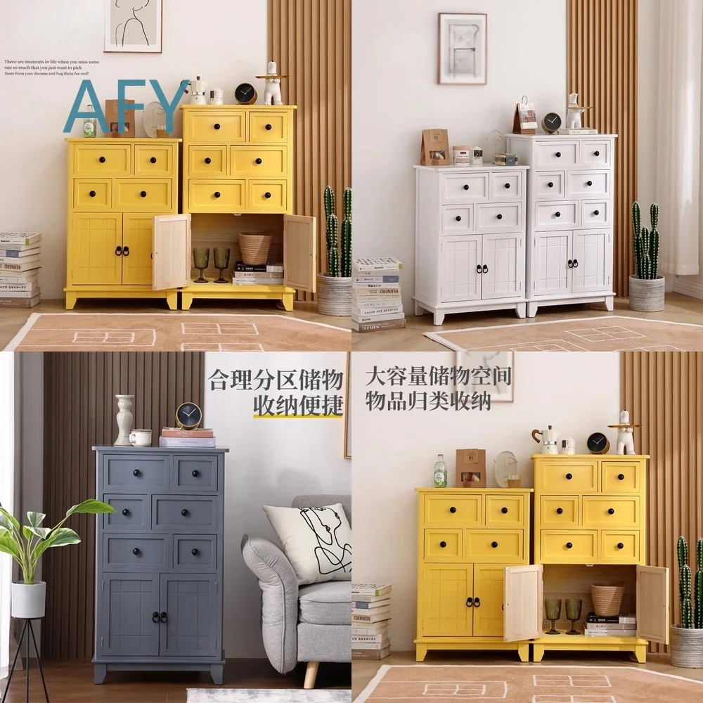 Amerikanische Landhaus-Kommode aus Massivholz für Schlafzimmer, Wohnzimmer, Eingangsbereich, Aufbewahrungsschrank, Schubladenorganizer, Retro-Wohnmöbel