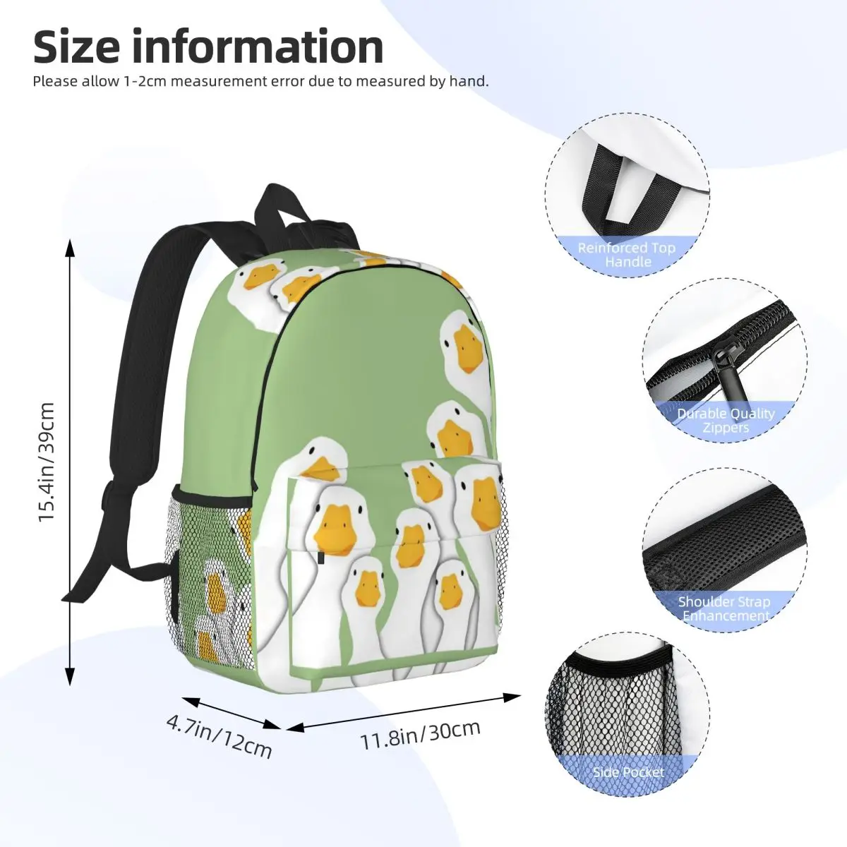 Cartoon Popular Goose Animal Backpack Student BookBag Children School Bag Laptop Shoulder Bags for Men Women