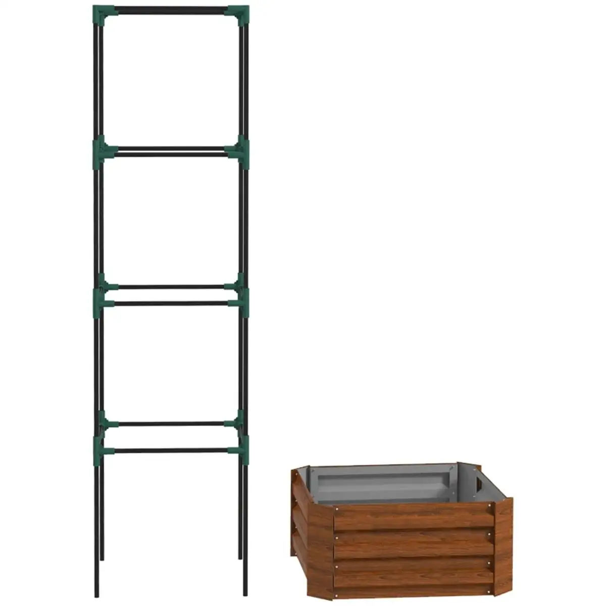 24x24x11.75 Brown Galvanized Planter Box with Rattan Holder - Stylish Garden Decor