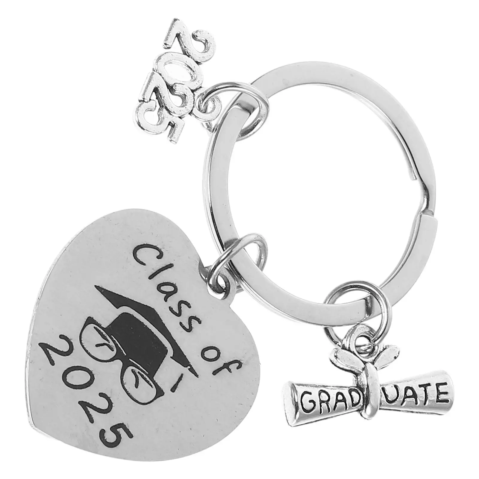 Graduation Season Keychain 2025 Stainless Steel Design Lightweight Portable Graduation Memory Souvenir Charm Holder Cap