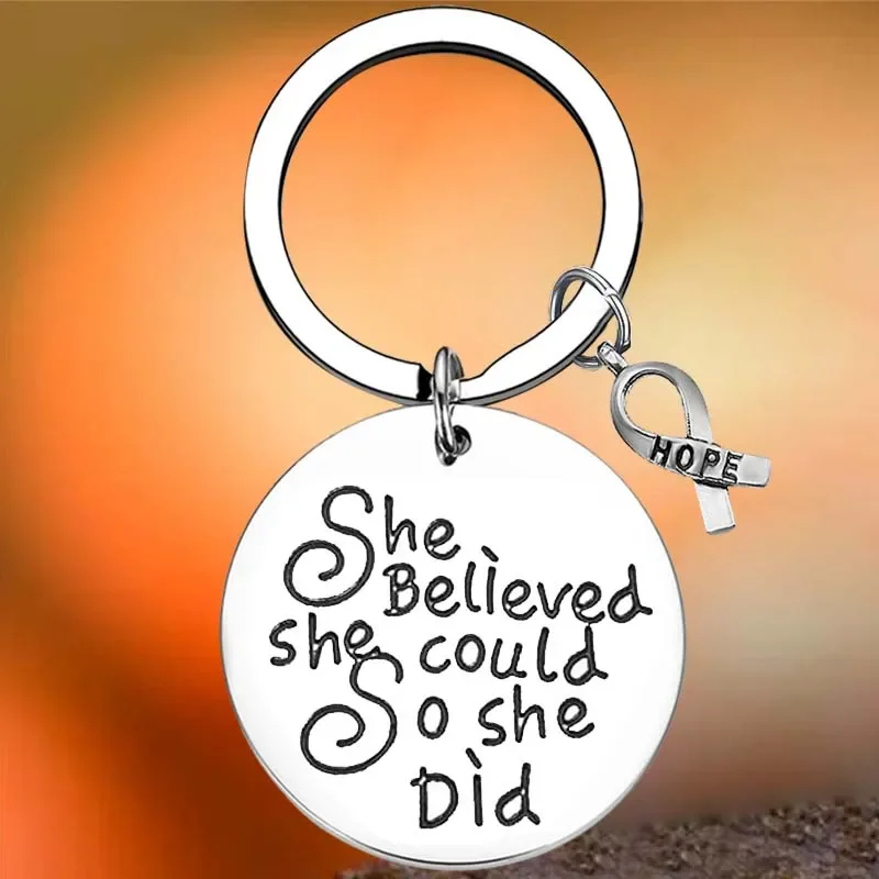 Hot Breast Cancer Key Chain Ring Cancer Awareness keychains pendant Cancer Survivor Gift