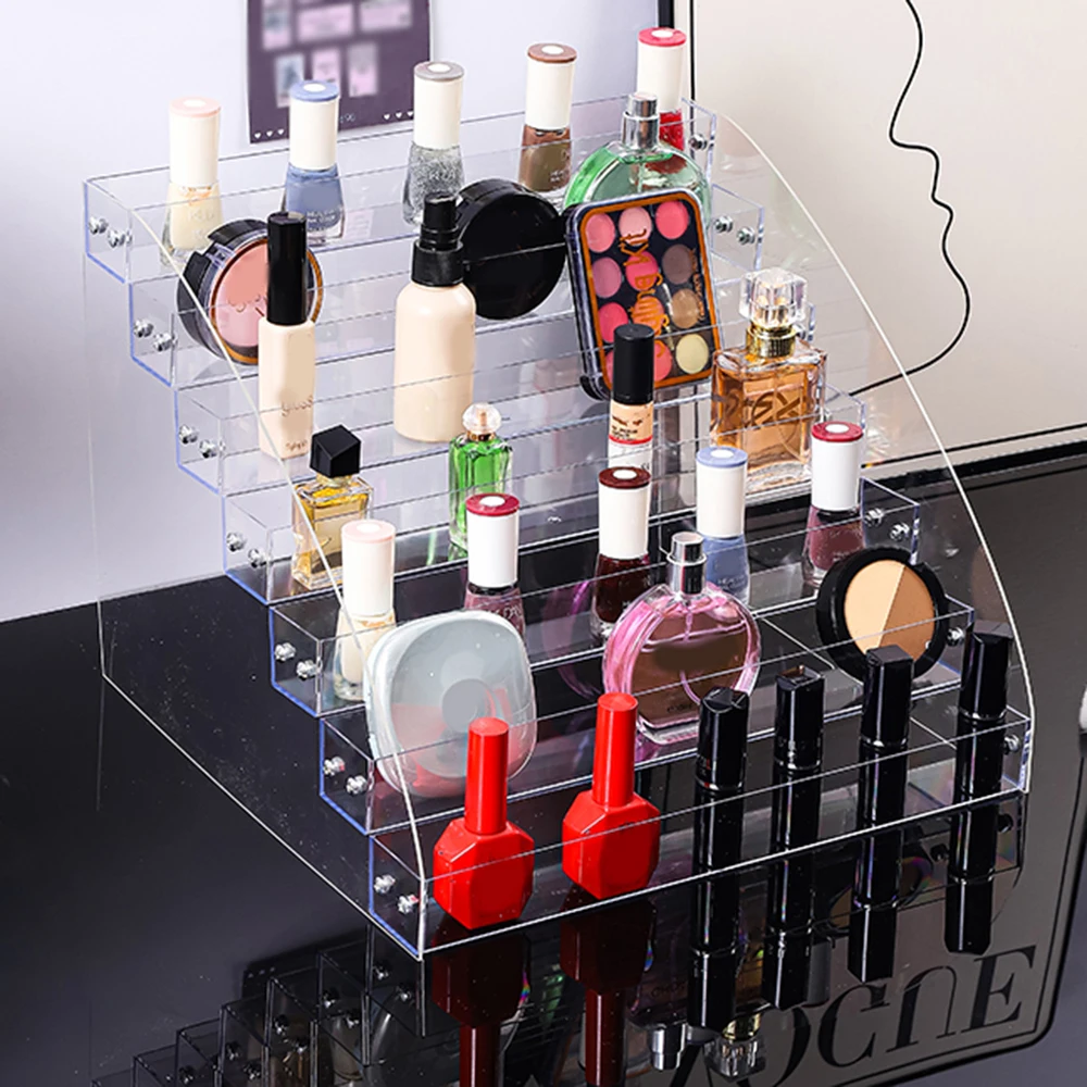

Acrylic Clear Cosmetic Storage Display Stand Shelf Quick Install Nail Polish Rack Perfume Jewelry Organizer Showcase 3 Layer