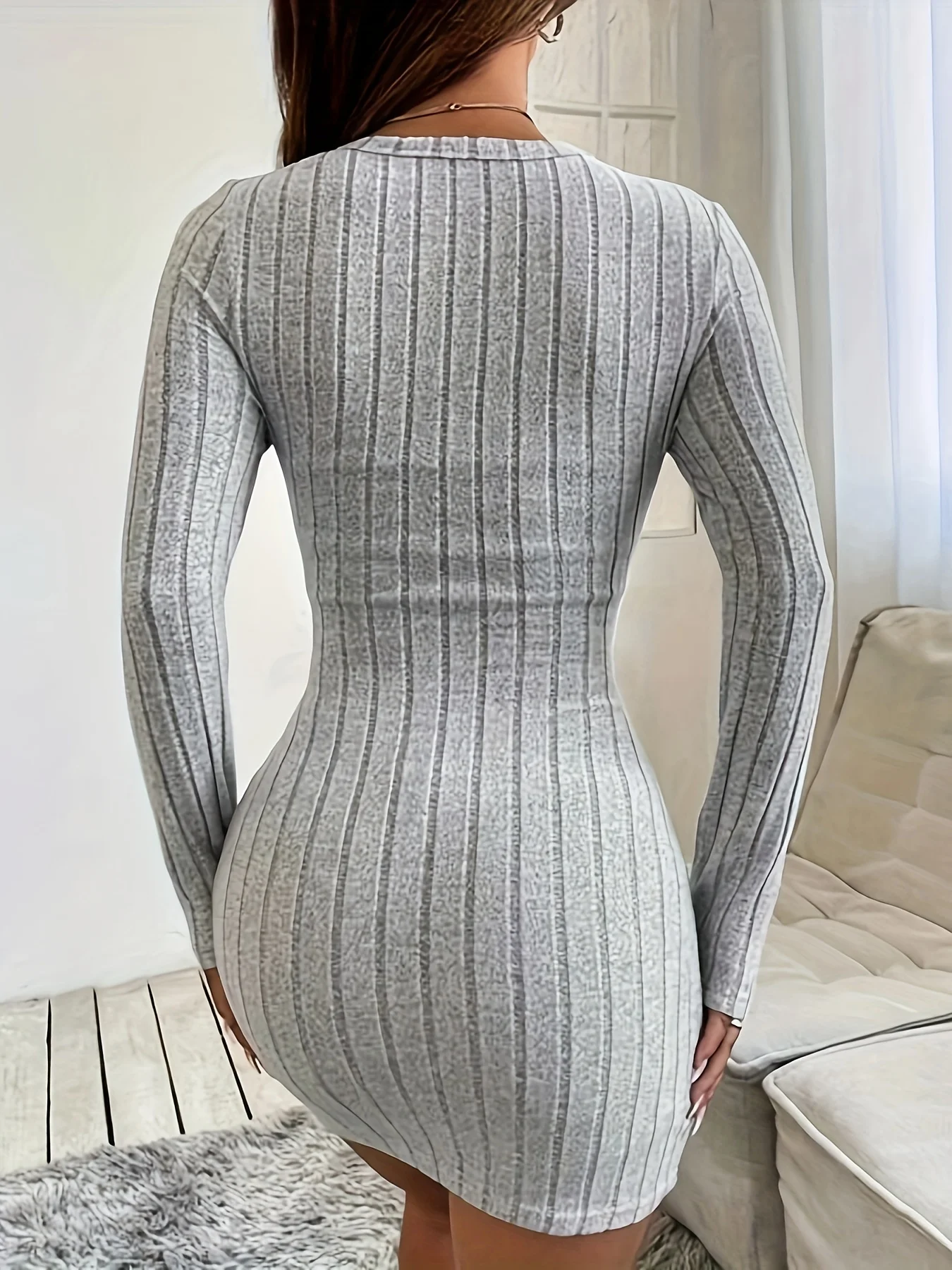 Europe and the United States va va voom knitted pit ladies solid color hip dress women.