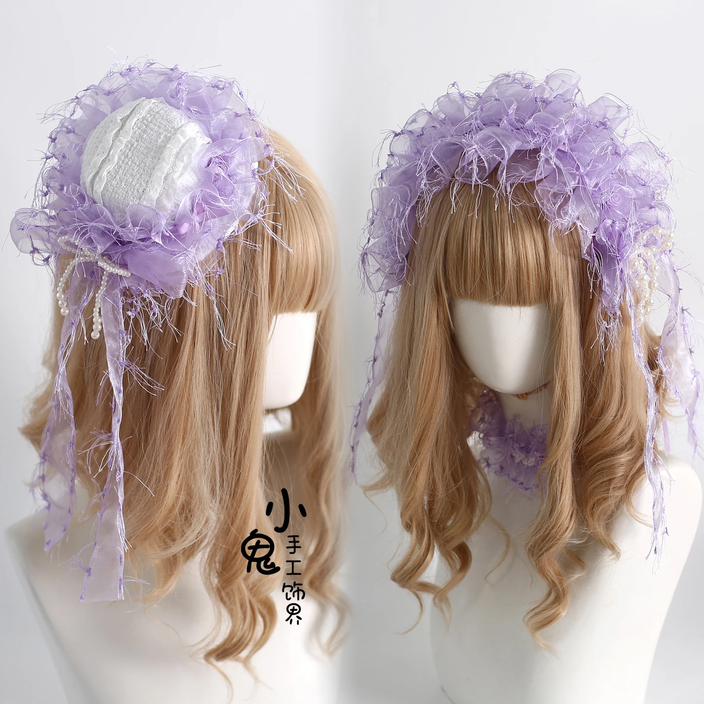 

Lolita Purple Lost Dream Paradise Handmade Small Things Hair Clips Flower Ball Necklace Headband Lolita Bow Hair Accessories