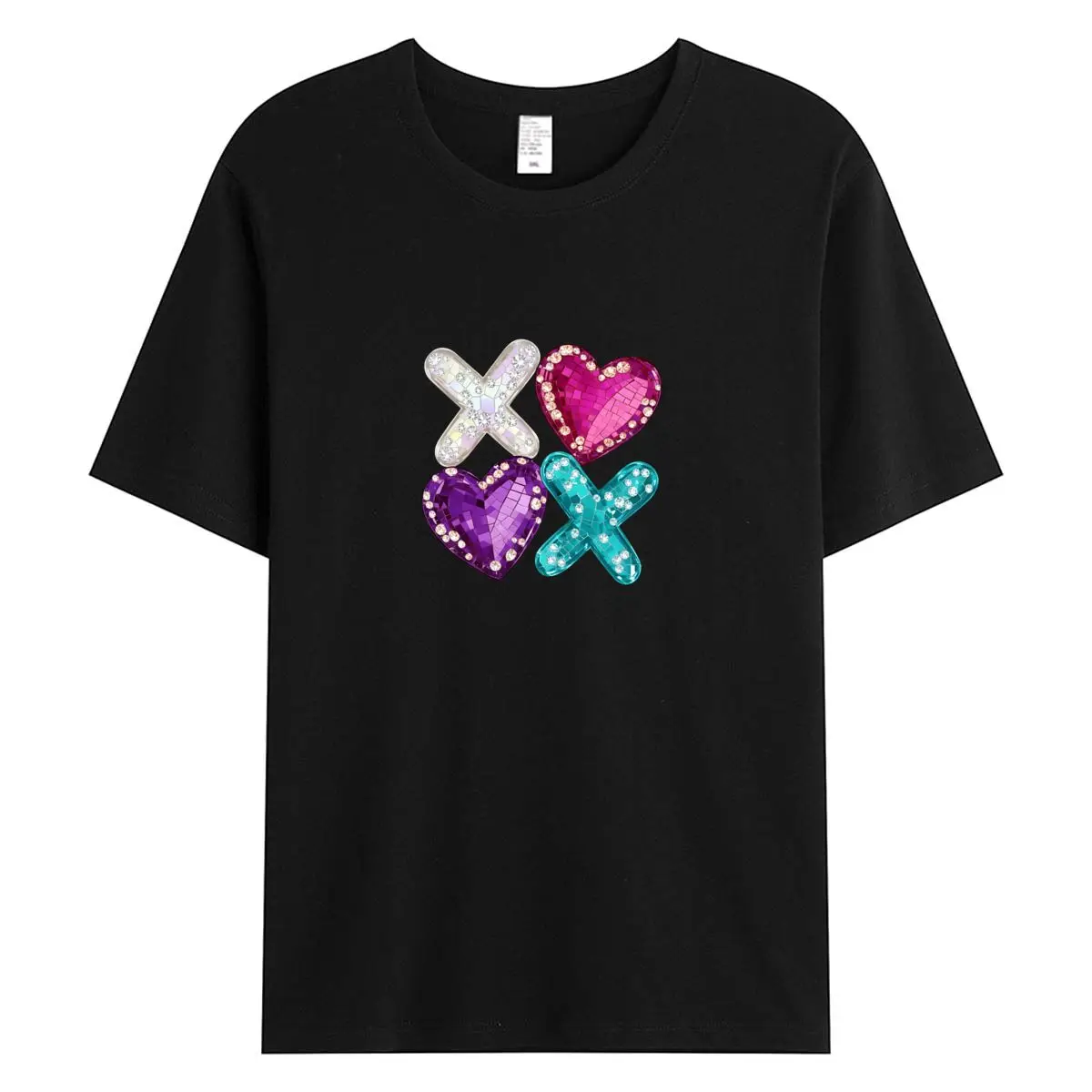 

XOXO Heart Graphic T Shirt Women Valentine Day Short Sleeve Tee Summer Y2K Harajuku Female Aesthetic Tops