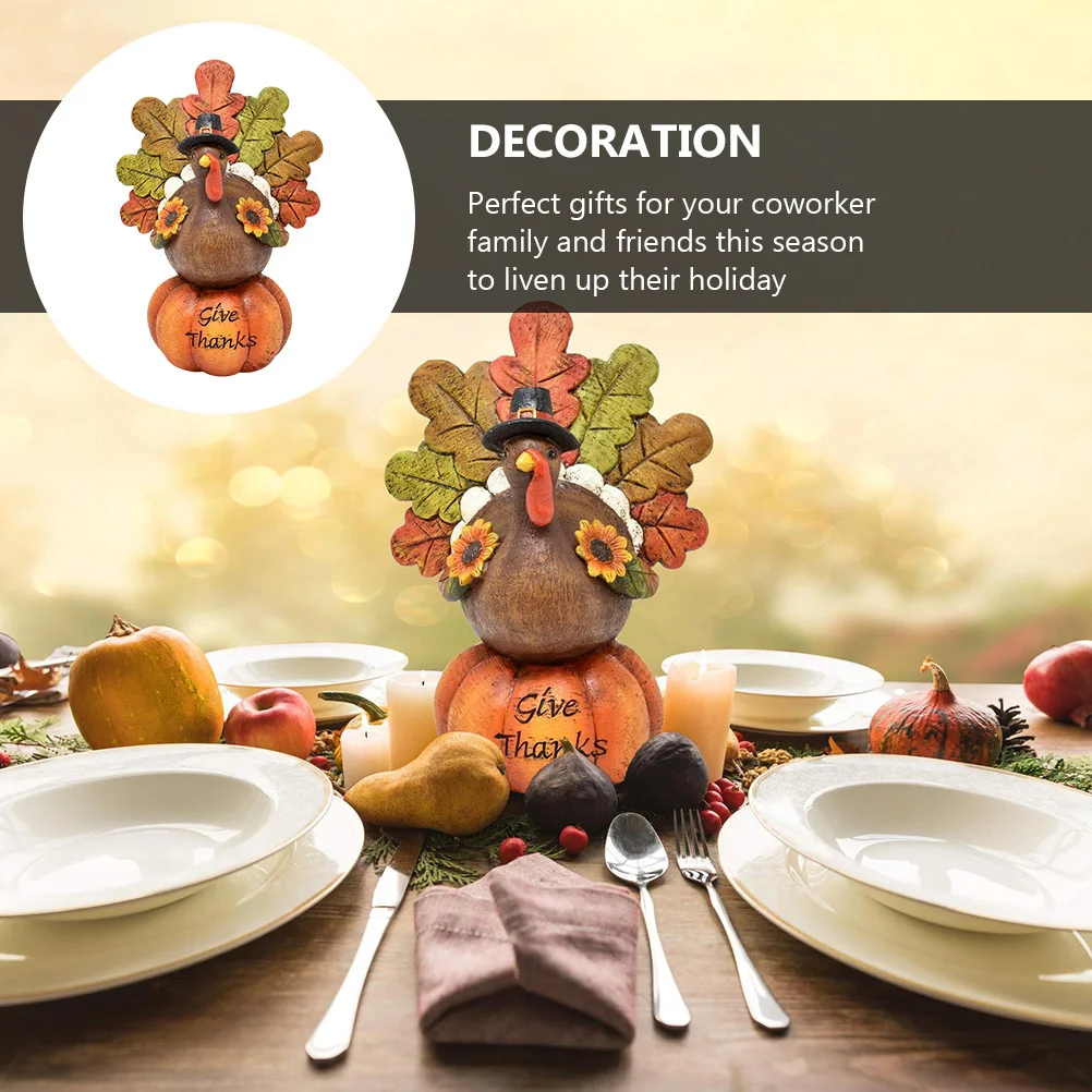 

Dining Table Decorations Fall Turkey Figure Thanksgiving Desk Centerpiece Ceramics Autumn Harvest Resin Ornaments Man for