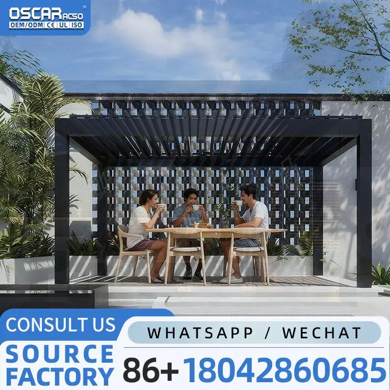 New Design Outdoor Sunshade Rainproof Affordable Motorized Aluminum Patio Cover for Garden Backyard Poolside pergola
