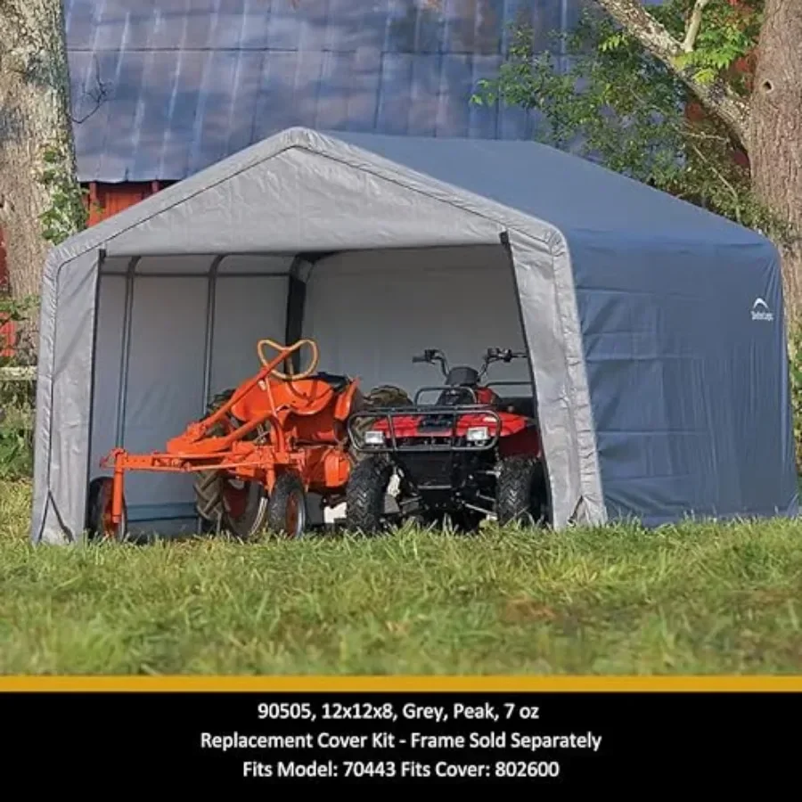 Replacement Cover Kit for 12x12x8 Peak Gazebo, Gray Fabric 7.5 oz,Weather-Resistant, Frame Not Included
