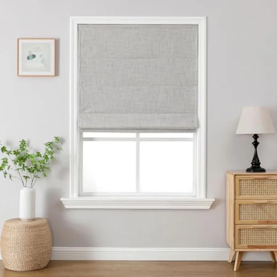 

Cordless Roman Shades, Fabric Window Blinds, Thermal Insulated Blackout Blinds, Room Darkening Shades for Indoor Windows, Easy