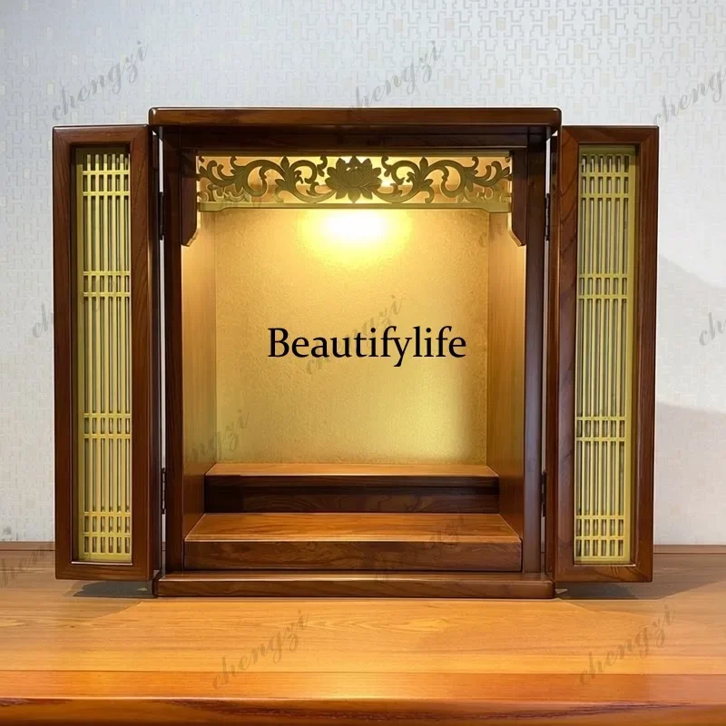 A139 Solid wood Buddhist niche cabinet with door, table ornament, Buddhist cabinet, table, shrine cabinet, incense case shrine