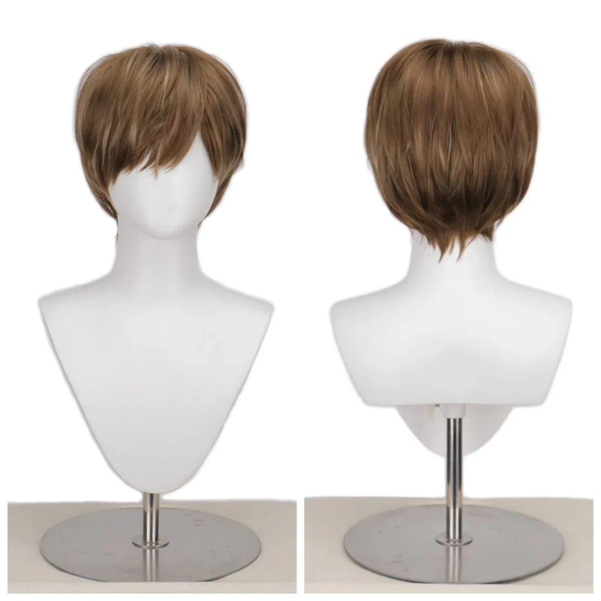 

Movie Leon Scott Kennedy Men Hair for Kennedy Cosplay Wig Short Straight Dark Brown Anime Party Halloween Costume