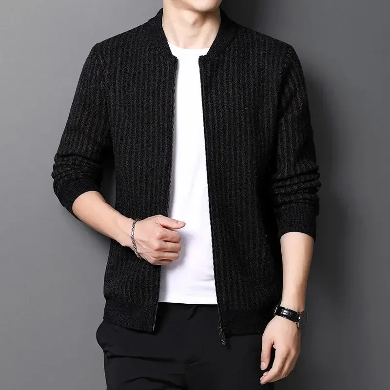 

2023 Spring Autumn New Fashion Sweater Man Cardigan Thick Slim Fit Knitwear Jacket High Quality Casual Mens Warm Clothes