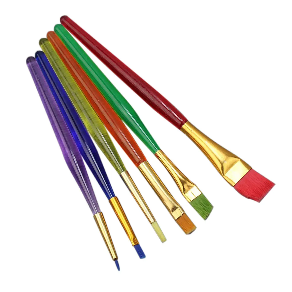 6Pcs Plastic Cake Icing Decor Painting Brushes Craft Brush Set For Easter Egg Painting Christmas Colors Pumpkin