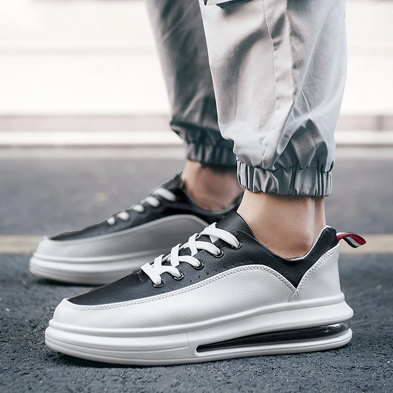 

Новая обувь для мужчин и женщин, кожаная повседневная обувь на платформе, модная обувь для скейтборда на плоской подошве, крутые массивные кроссовки для пар 36-45