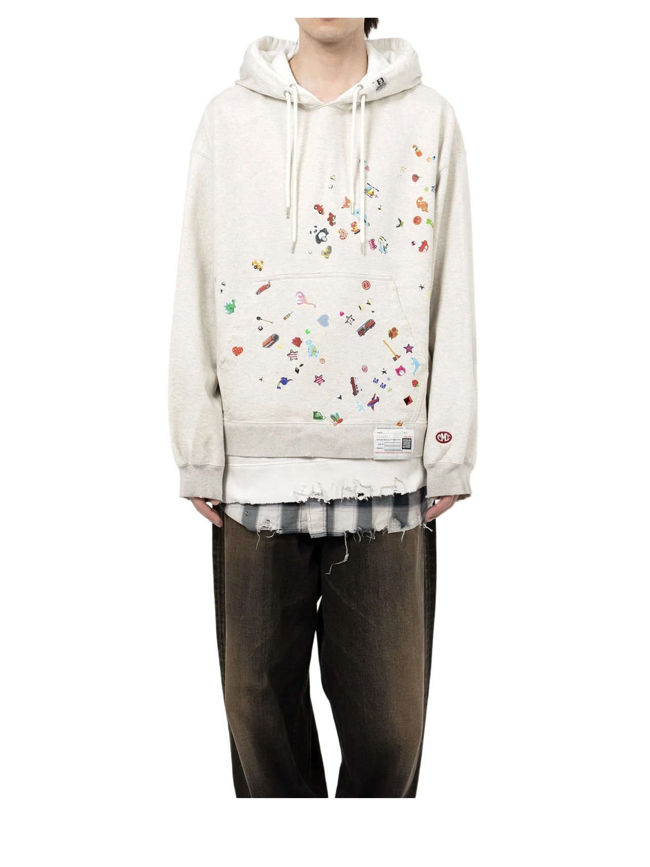 

25AW Japanese casual cotton fun printing ironing sheet washing water damage sweatshirts hoodies for men streetwear