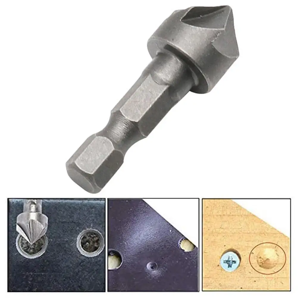 1Pcs 6 Flute 90 Degree Countersink Drill Chamfer Bit Hex Shank For Carpentry In Wood Drills Metal Drills Remove Burr Hand T E5X8