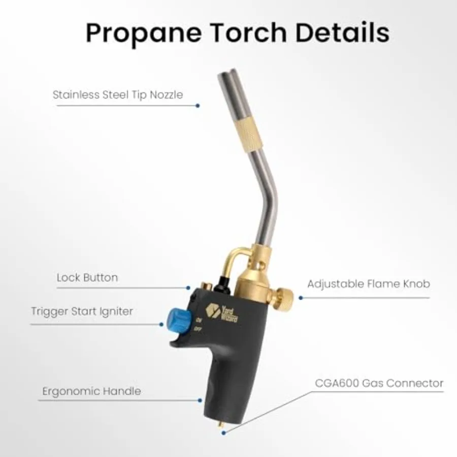 Propane Torch Head Map Gas Torch with Igniter and Flame Adjustable Hand Blow Torch with Fuel by Propane MAPP MAP PRO Gas for Pl