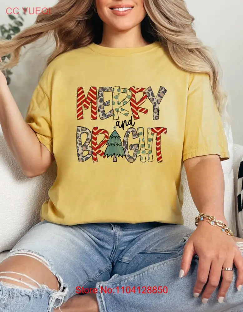 

Merry and Bright Comfort Colors T Shirt Family Christmas SweaT long or short sleeves