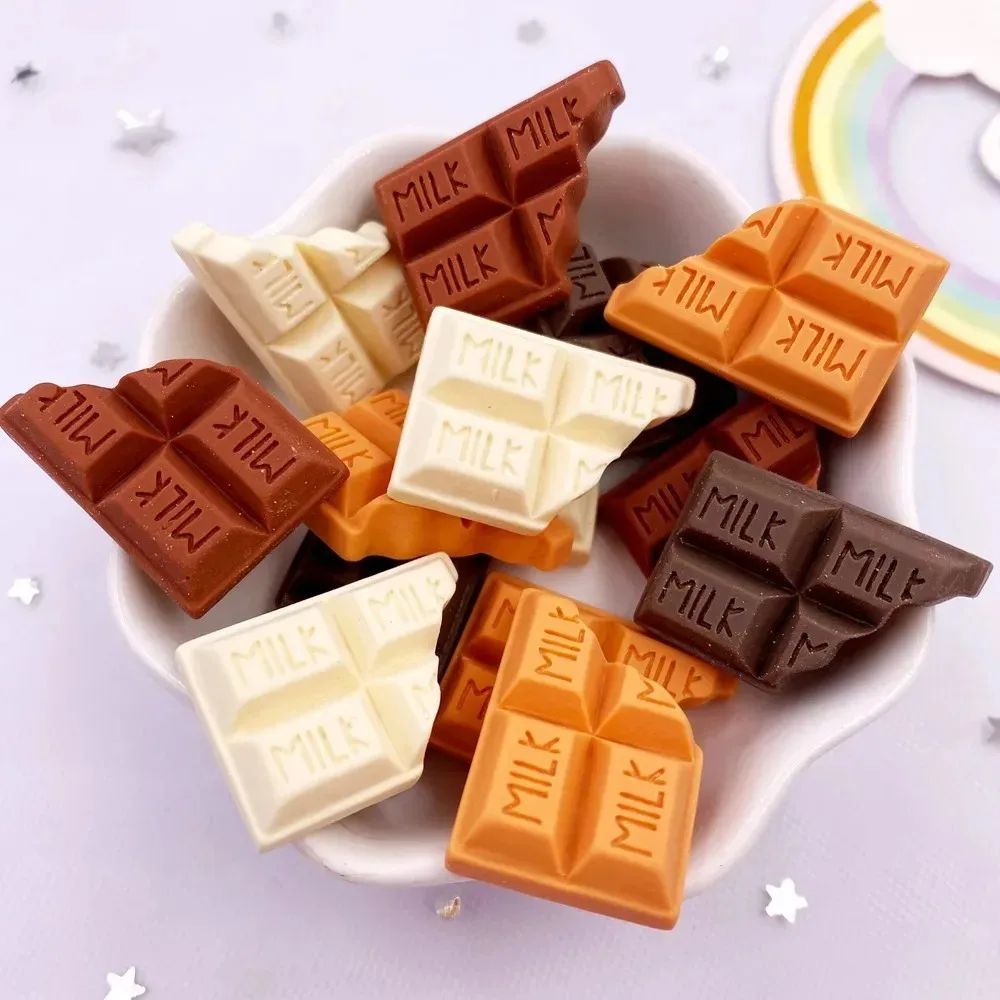 10Pcs 3D Simulation Milk Chocolate Resin Flatback Cabochons Candy Figurine DIY Scrapbook Bow Craft Embellishments