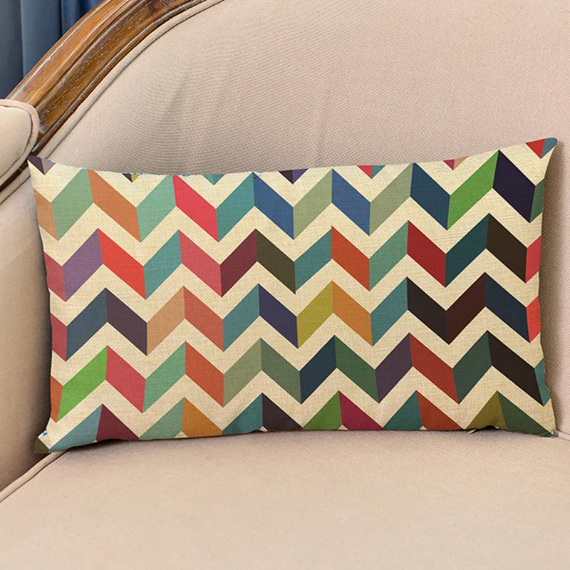 Nordic Geometric Style Cotton Linen Cushion Cover Arrow Cactus Rectangular Waist Pillow Case Sofa Decorative Cushion Cover