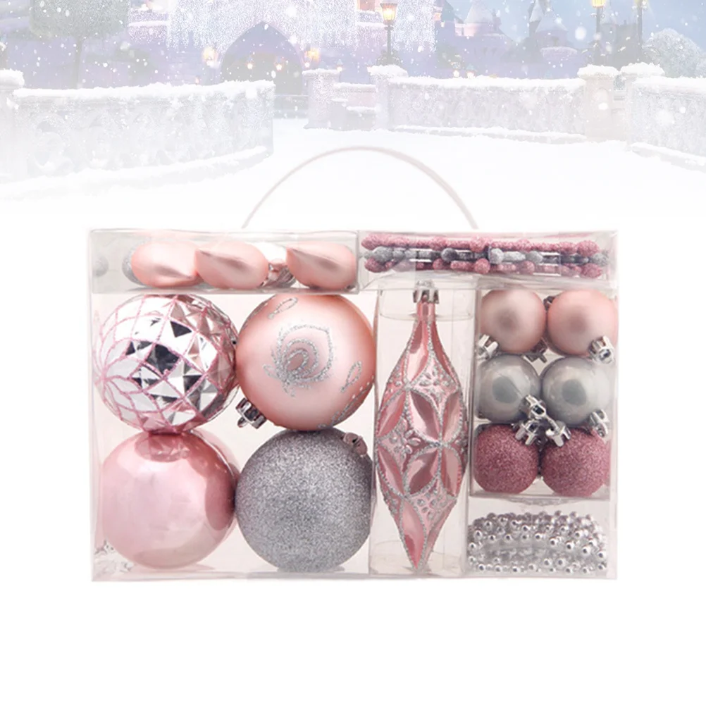 

50Pcs Christmas Ball Pendants Snowflake Heart Shaped Hanging Decor Xmas Tree Ornaments Holiday Decoration Christmas Decor