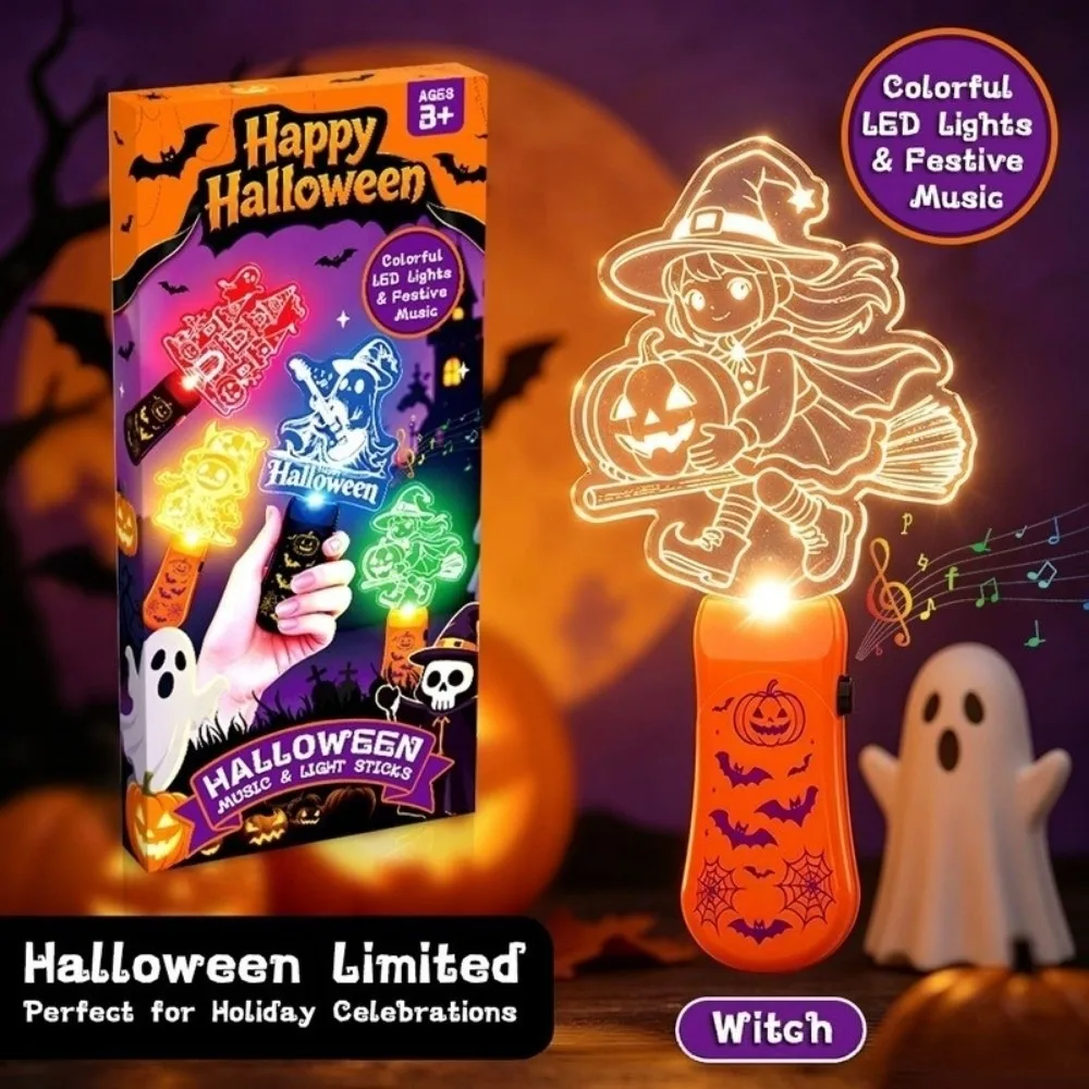 Halloween Lamp LED Glow Sticks with Sound Santa Claus Colorful Mini Handheld Night Lights Snowman Elk