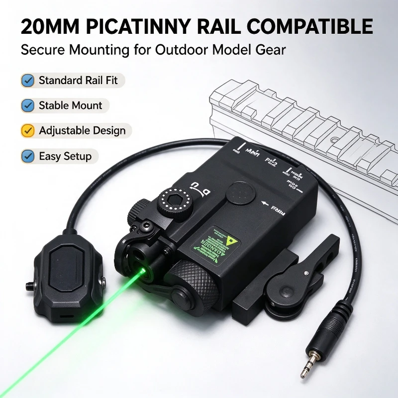 MINI-A2 PEQ15 Dual Color Light Laser Unit, 20mm Rail Fit, Smooth Adjustment, Compatible M300 M600 Hobby Accessories