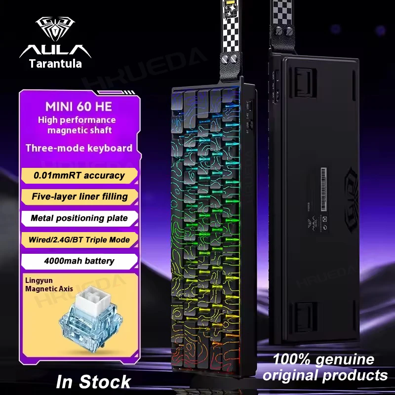 AULA Mini60 HE Wireless Magnetic Switch Keyboard Tri Mode Mechanical Keyboard RGB 8000Hz 0.01mmRT Gaming Keyboard Gamer Gifts