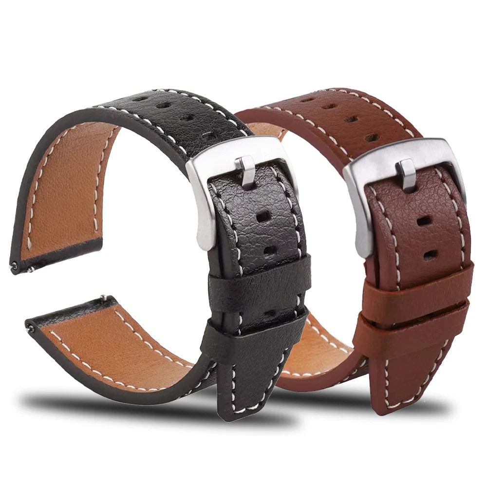 22 20mm Leather Smart Watch Band For Garmin Vivoactive 4 3 5/Venu SQ 2/Forerunner 55/265 255 245 645 VENU 3 2/Venu 2 Plus Straps