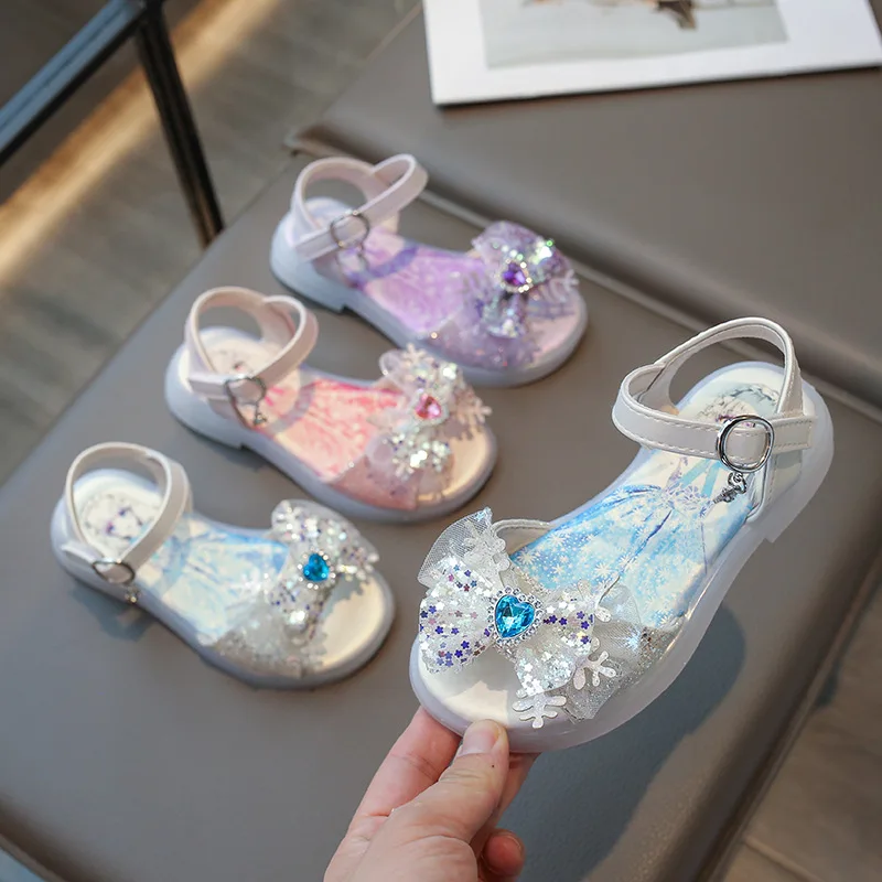 

Детская повседневная обувь ​ Сандалии, пляжная обувь с кристаллами, летняя обувь Эльзы из ЭВА для девочек, противоскользящая обувь на липучке, сине-фиолетовая, размер 29-36